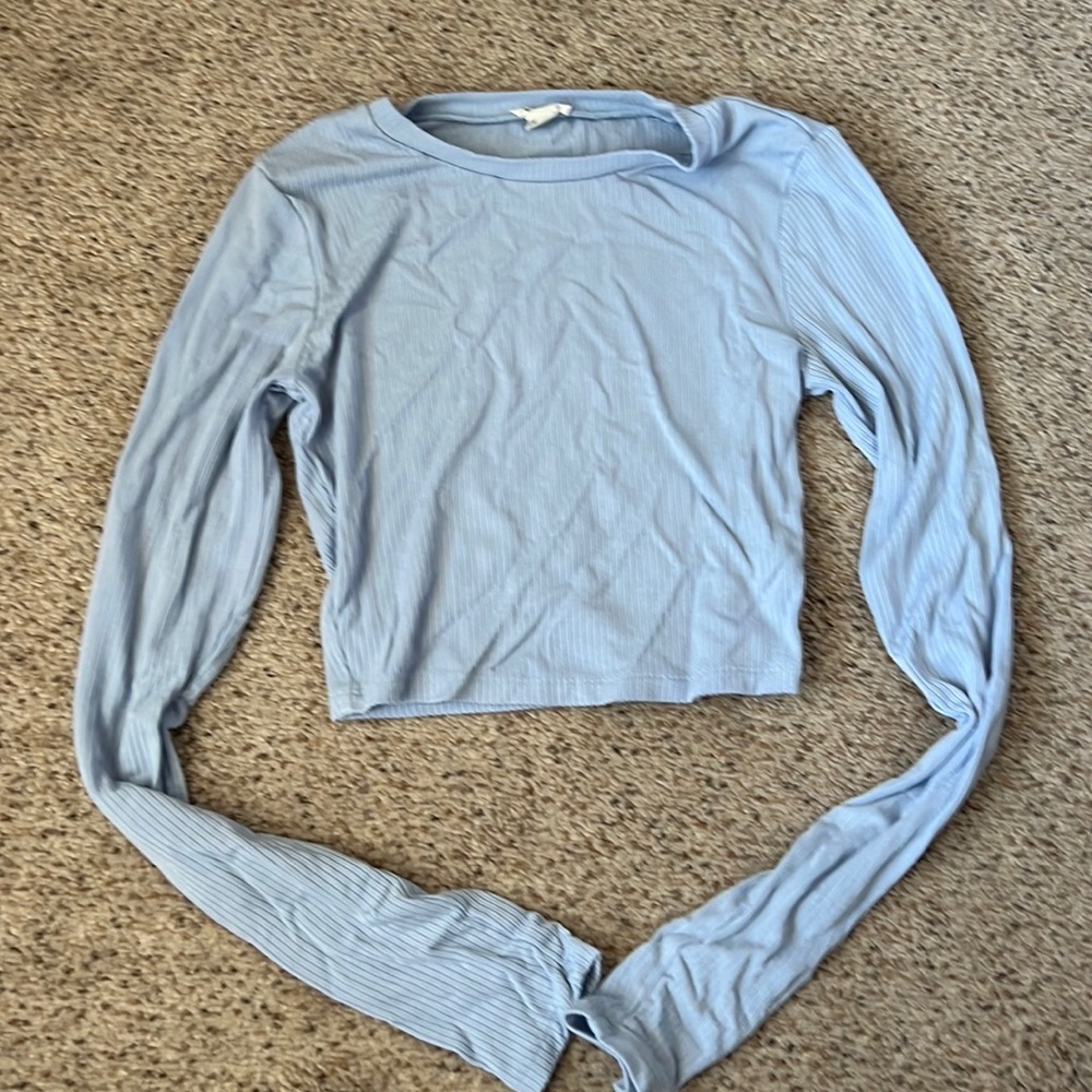 Blue long sleeve XS cropped shirt